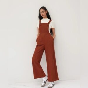 Cider Plus Size 1XL Rust Corduroy Wide‎ Leg Overalls/Jumpsuit